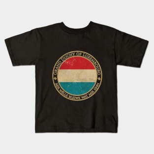 Vintage Grand Duchy of Luxembourg Europe European EU Flag Kids T-Shirt